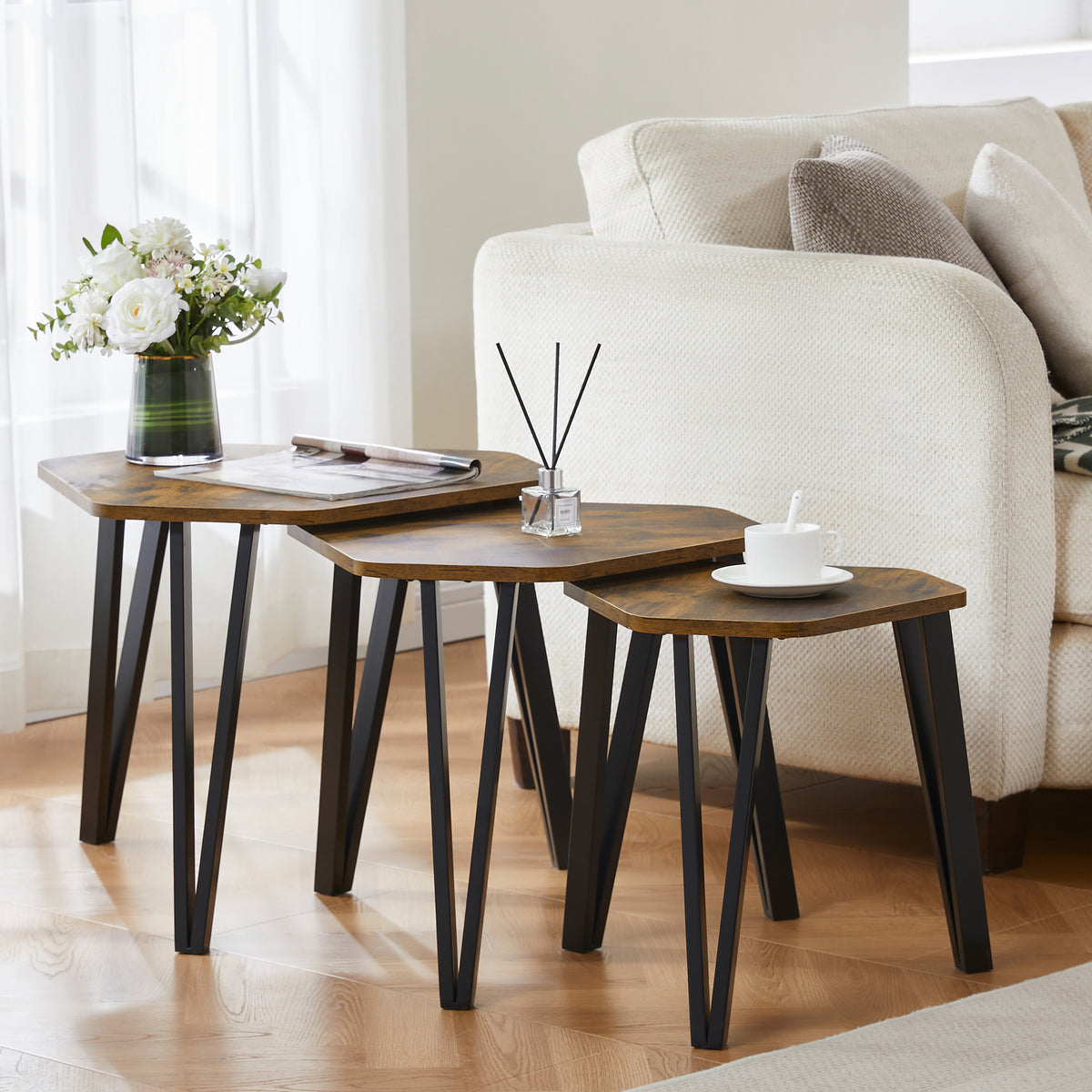 Brooklyn Nest of 3 Tables - Dark Wood
