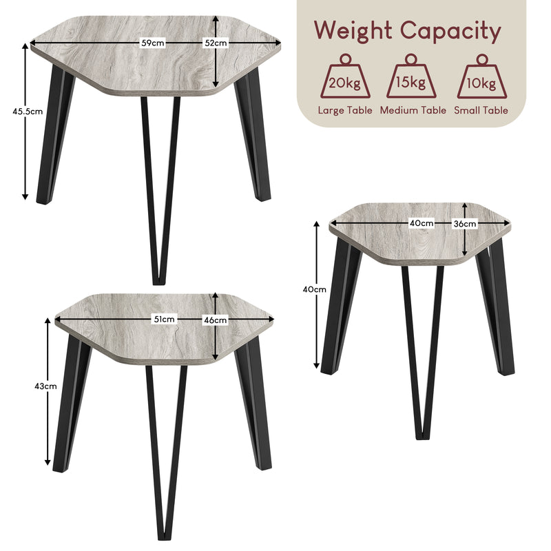 Brooklyn Nest of 3 Tables - Grey