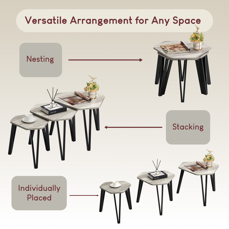 Brooklyn Nest of 3 Tables - Grey