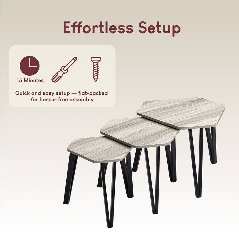 Brooklyn Nest of 3 Tables - Grey