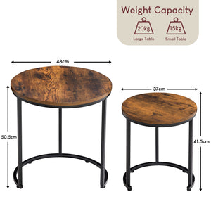 Brooklyn Nest of 2 Round Tables - Dark Wood