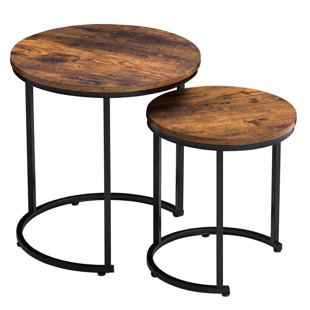 Brooklyn Nest of 2 Round Tables - Dark Wood