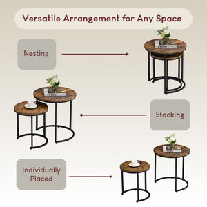 Brooklyn Nest of 2 Round Tables - Dark Wood