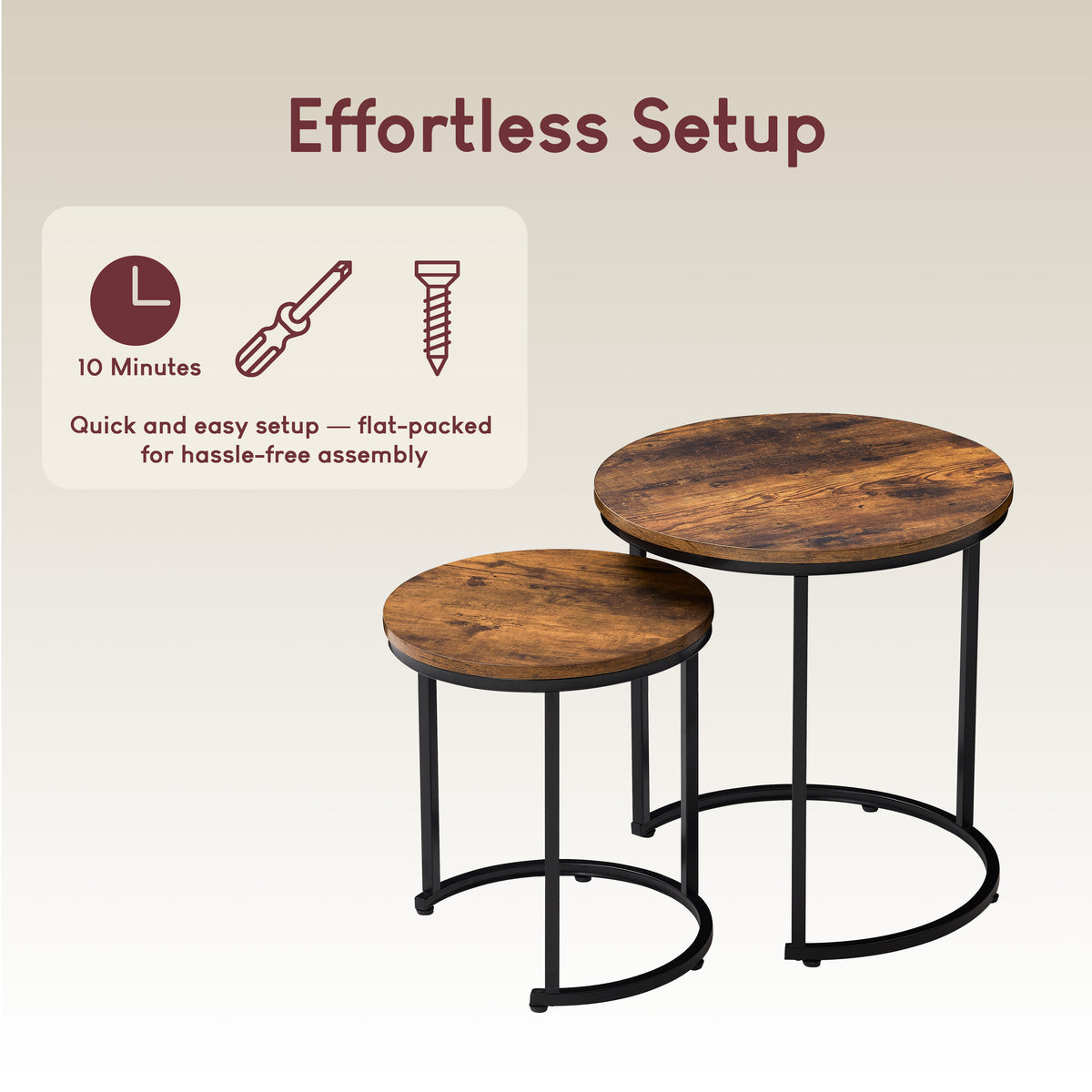 Brooklyn Nest of 2 Round Tables - Dark Wood