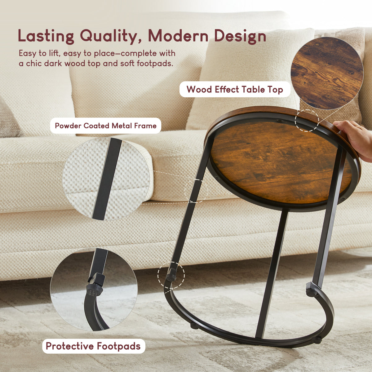 Brooklyn Nest of 2 Round Tables - Dark Wood