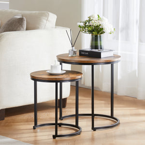 Brooklyn Nest of 2 Round Tables - Dark Wood
