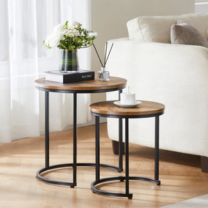 Brooklyn Nest of 2 Round Tables - Dark Wood