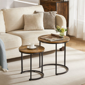Brooklyn Nest of 2 Round Tables - Dark Wood