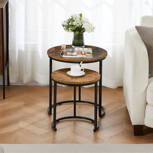 Brooklyn Nest of 2 Round Tables - Dark Wood