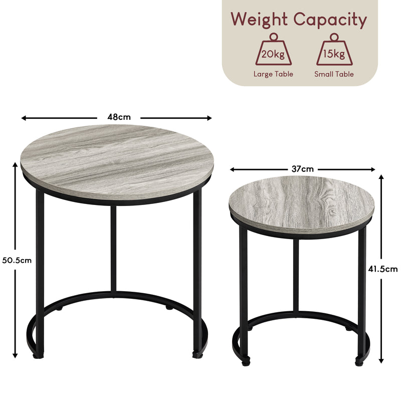 Brooklyn Nest of 2 Round Tables - Grey