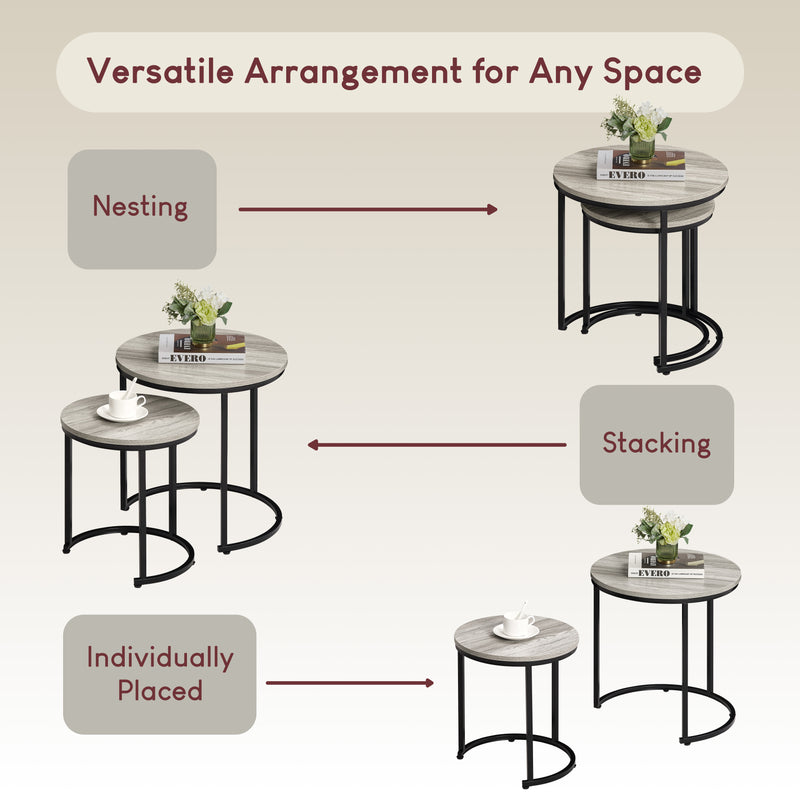 Brooklyn Nest of 2 Round Tables - Grey
