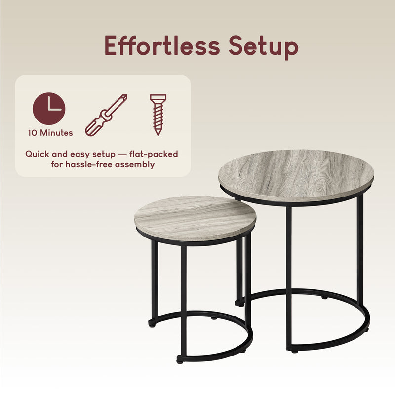 Brooklyn Nest of 2 Round Tables - Grey