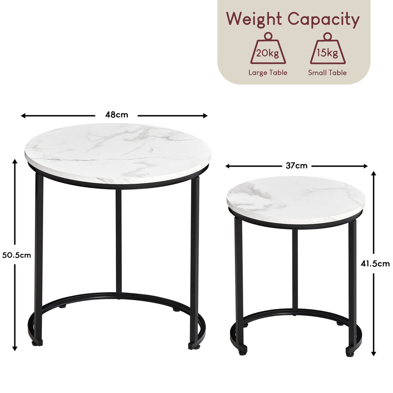 Brooklyn Nest of 2 Round Tables - Marble