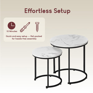 Brooklyn Nest of 2 Round Tables - Marble