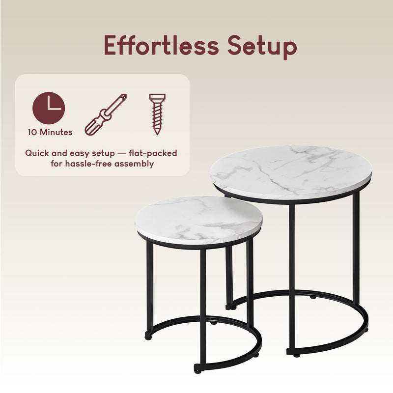 Brooklyn Nest of 2 Round Tables - Marble