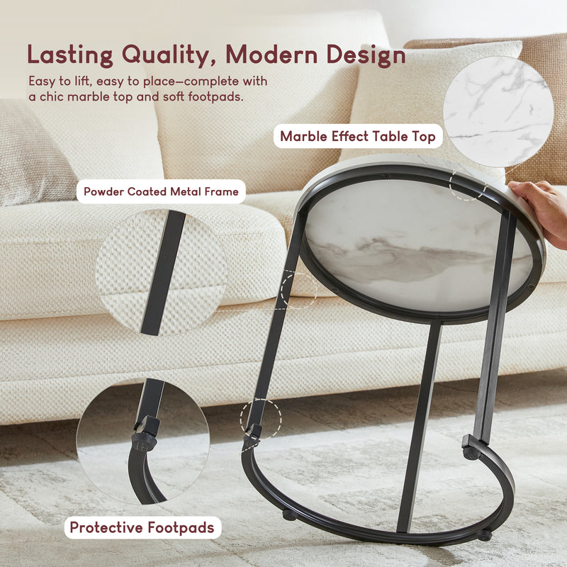 Brooklyn Nest of 2 Round Tables - Marble