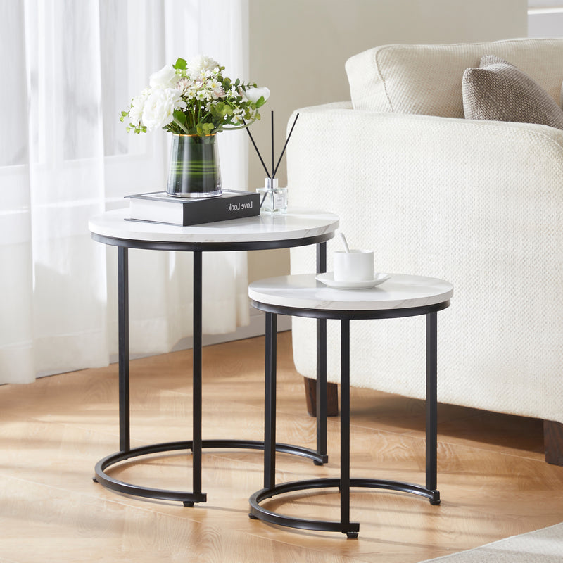Brooklyn Nest of 2 Round Tables - Marble