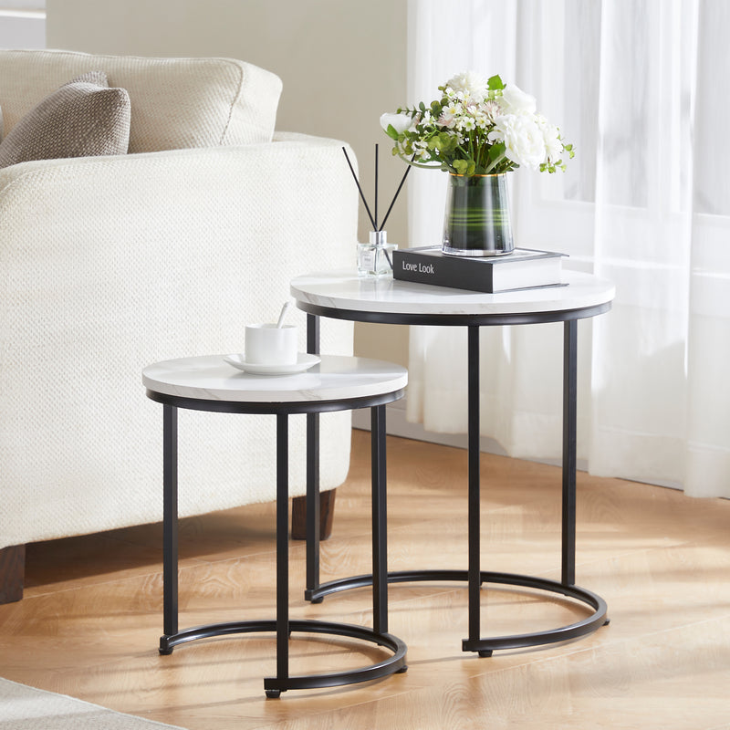 Brooklyn Nest of 2 Round Tables - Marble