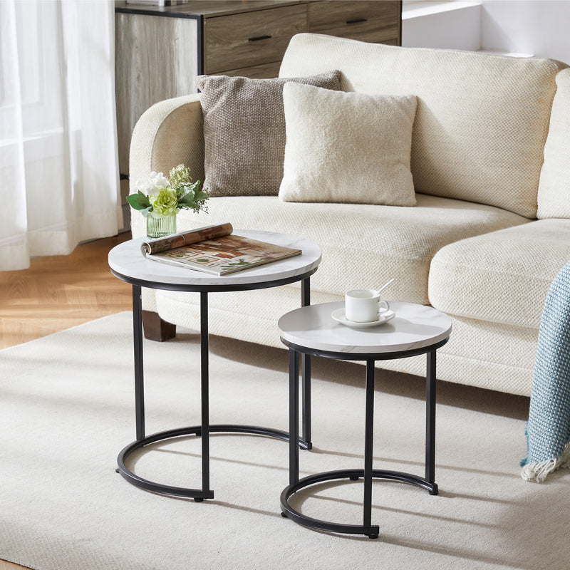 Brooklyn Nest of 2 Round Tables - Marble