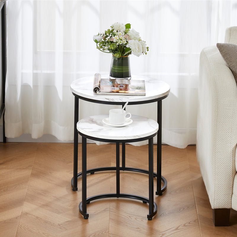 Brooklyn Nest of 2 Round Tables - Marble