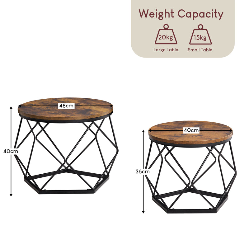 Brooklyn Nest of 2 Geometric Tables - Dark Wood