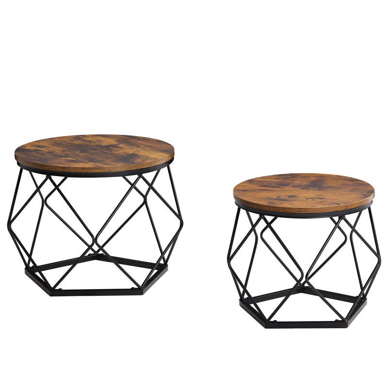 Brooklyn Nest of 2 Geometric Tables - Dark Wood