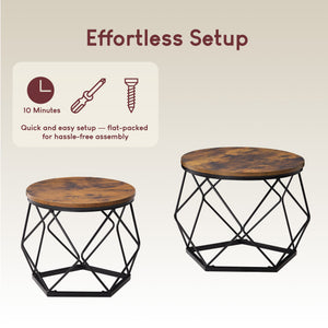 Brooklyn Nest of 2 Geometric Tables - Dark Wood