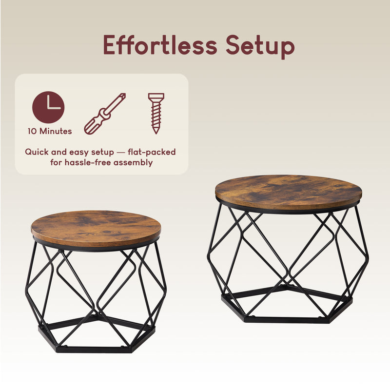 Brooklyn Nest of 2 Geometric Tables - Dark Wood