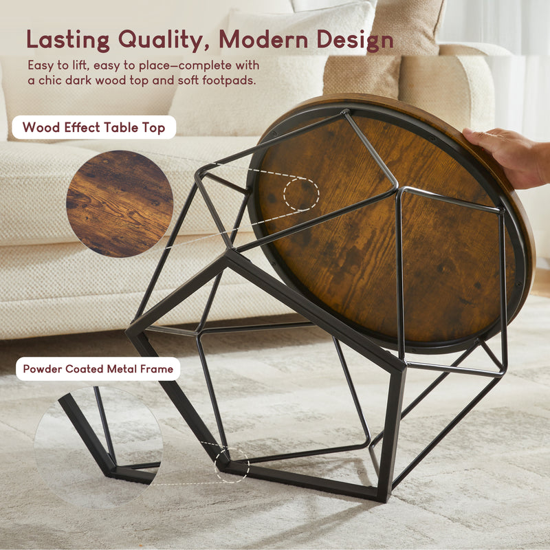 Brooklyn Nest of 2 Geometric Tables - Dark Wood