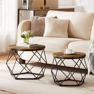 Brooklyn Nest of 2 Geometric Tables - Dark Wood