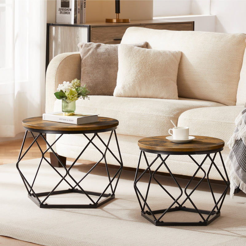 Brooklyn Nest of 2 Geometric Tables - Dark Wood