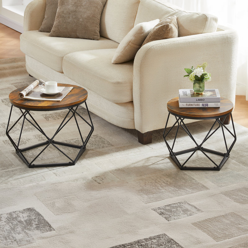 Brooklyn Nest of 2 Geometric Tables - Dark Wood