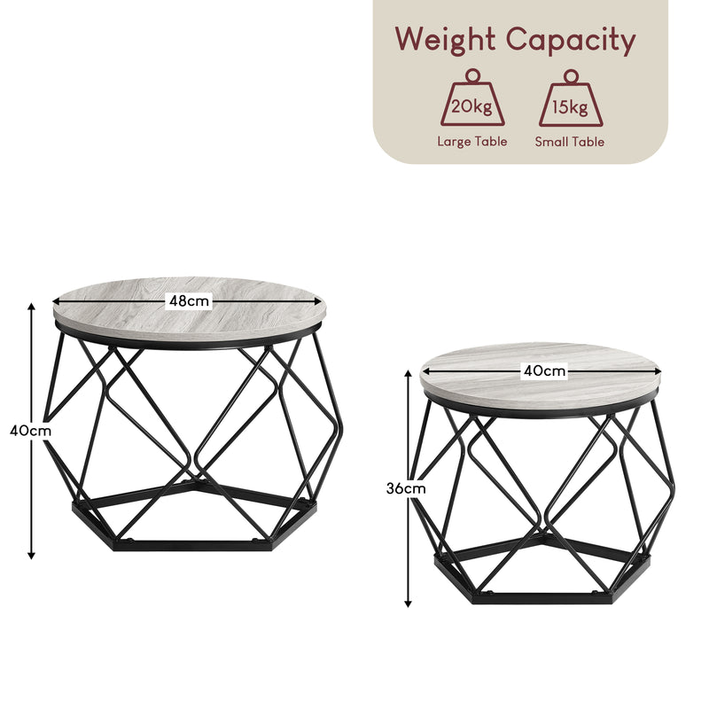 Brooklyn Nest of 2 Geometric Tables - Grey
