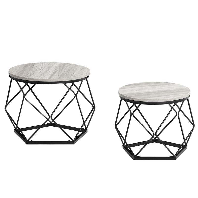 Brooklyn Nest of 2 Geometric Tables - Grey
