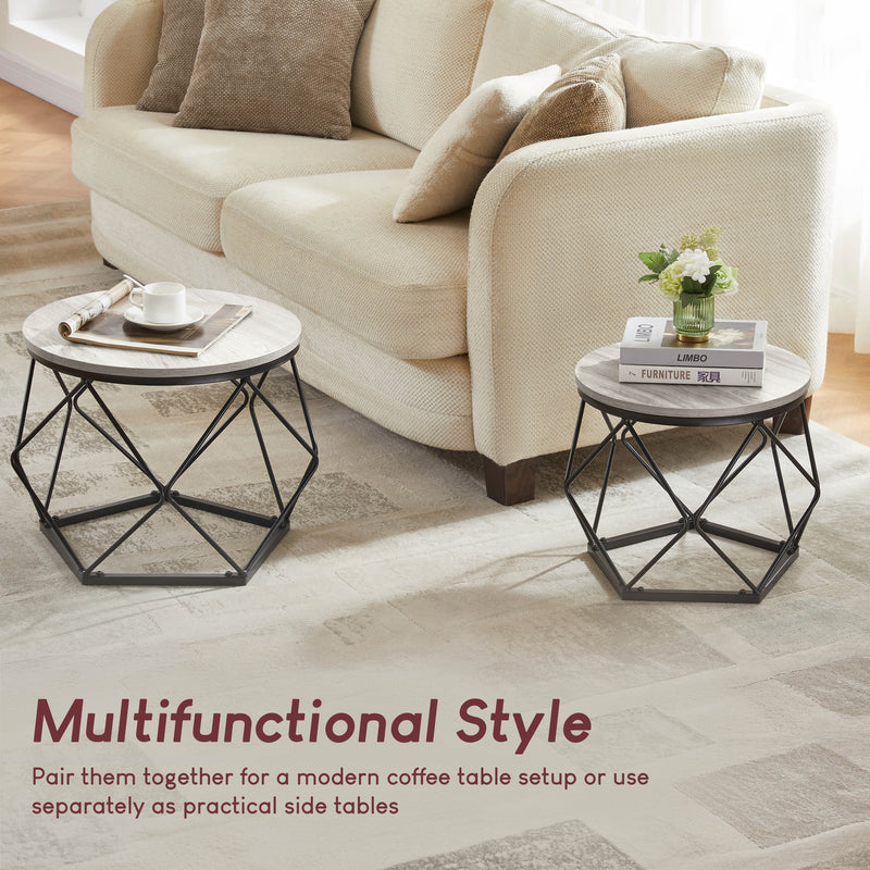 Brooklyn Nest of 2 Geometric Tables - Grey