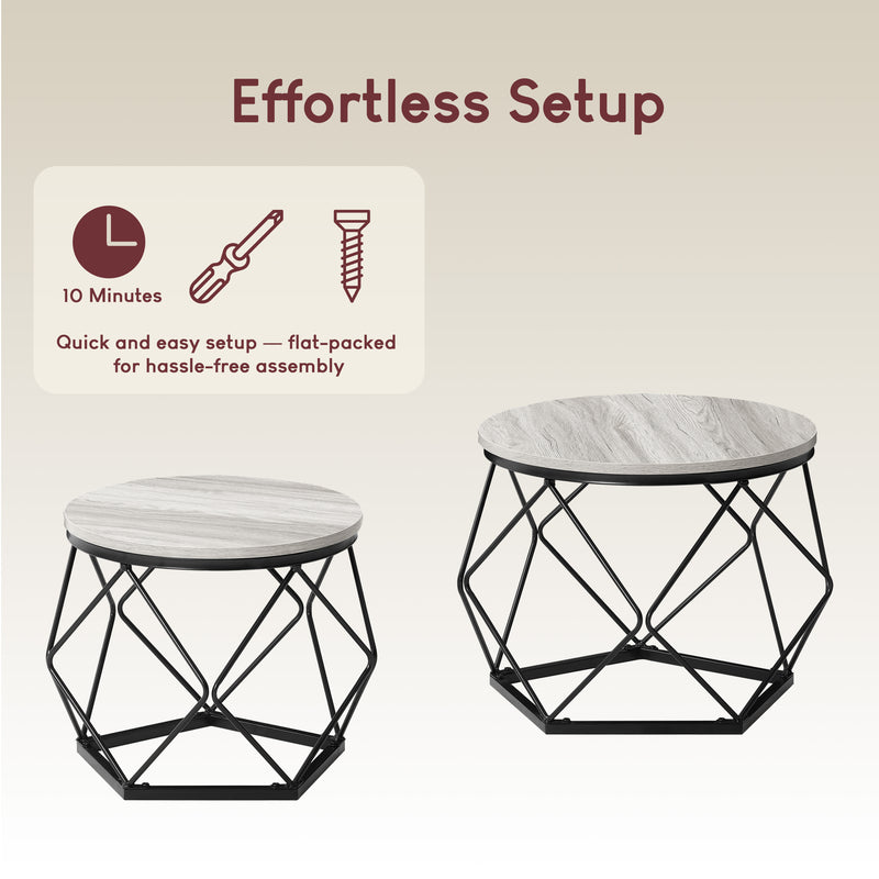 Brooklyn Nest of 2 Geometric Tables - Grey