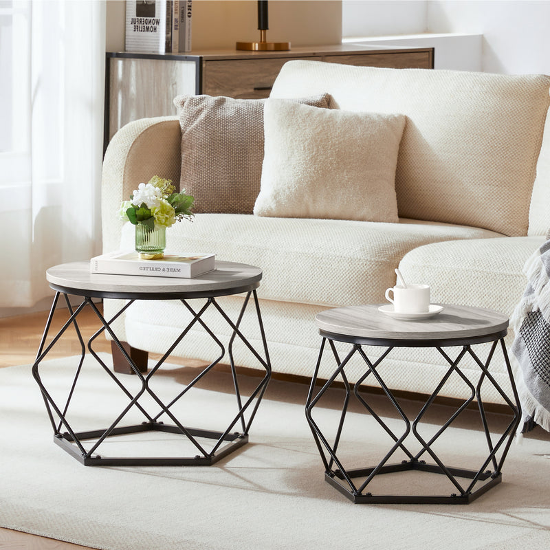 Brooklyn Nest of 2 Geometric Tables - Grey