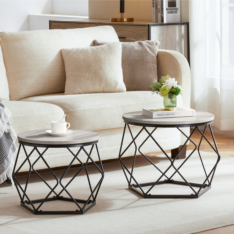 Brooklyn Nest of 2 Geometric Tables - Grey