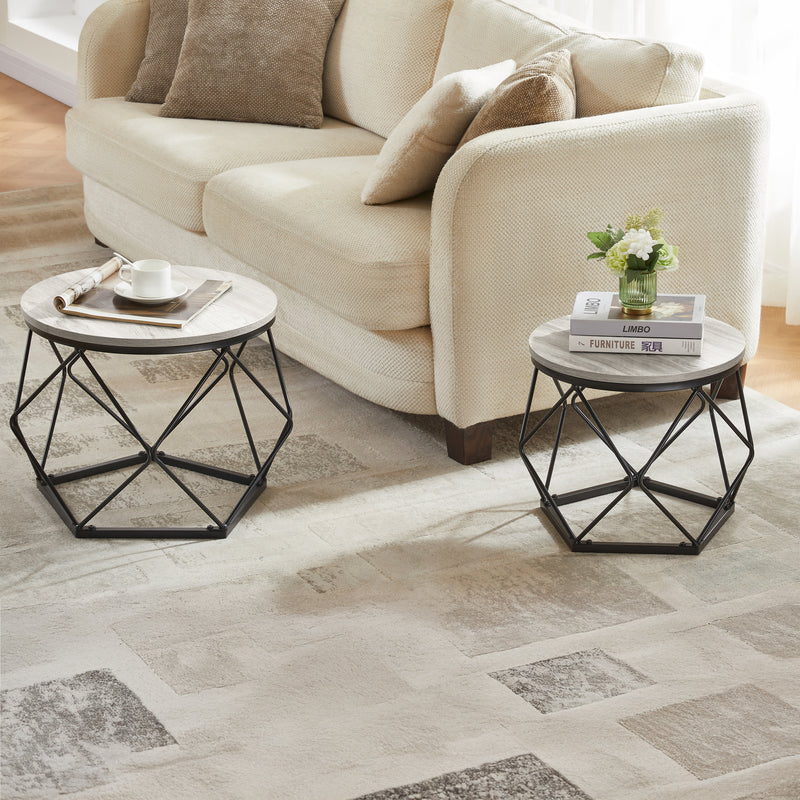 Brooklyn Nest of 2 Geometric Tables - Grey