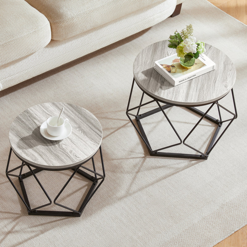Brooklyn Nest of 2 Geometric Tables - Grey
