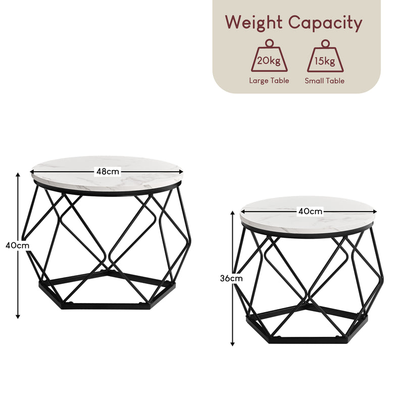 Brooklyn Nest of 2 Geometric Tables - Marble