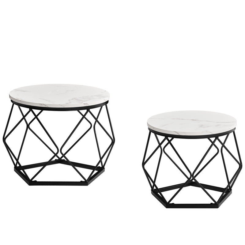 Brooklyn Nest of 2 Geometric Tables - Marble