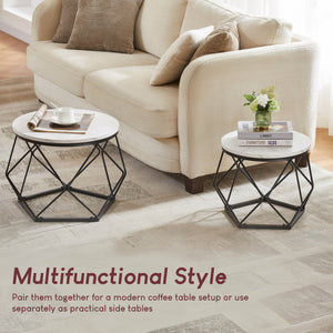 Brooklyn Nest of 2 Geometric Tables - Marble