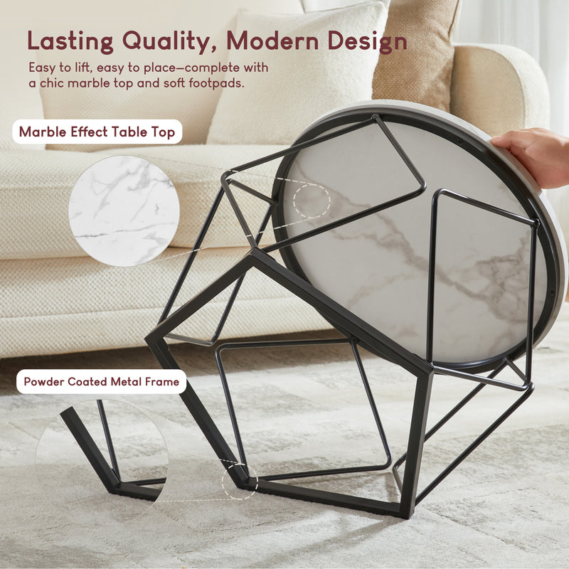 Brooklyn Nest of 2 Geometric Tables - Marble