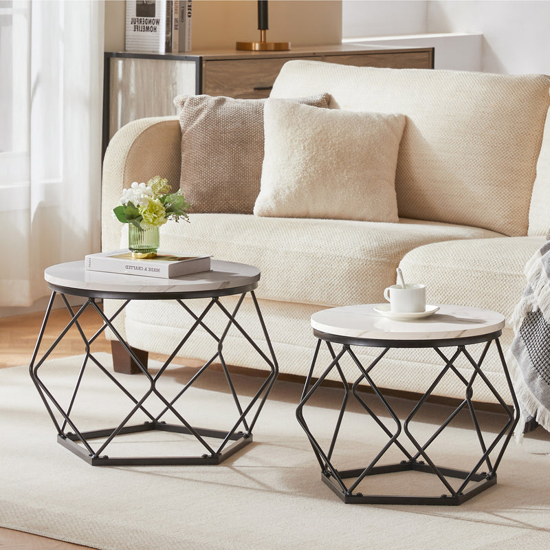 Brooklyn Nest of 2 Geometric Tables - Marble