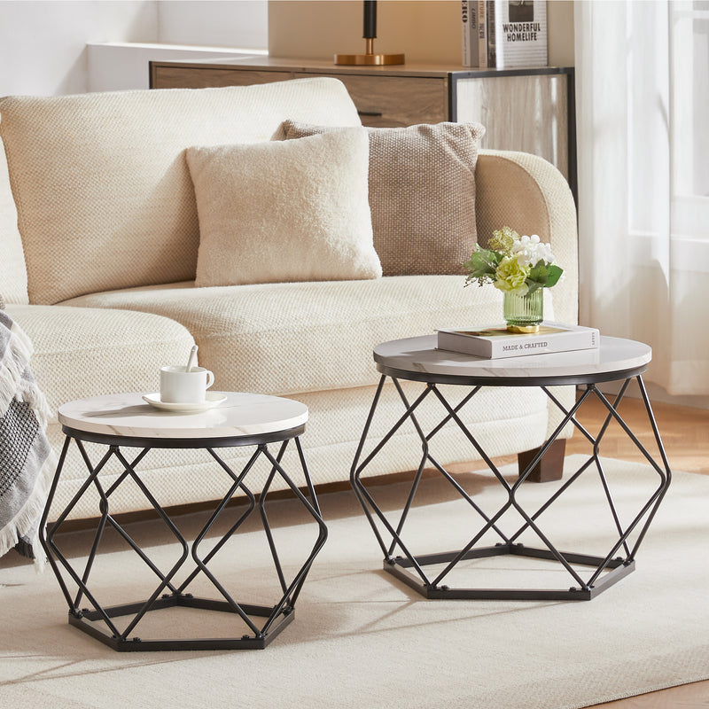 Brooklyn Nest of 2 Geometric Tables - Marble