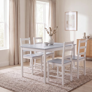 Yorkshire 4-Seater Dining Set - White & Grey