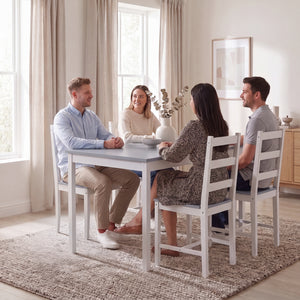 Yorkshire 4-Seater Dining Set - White & Grey