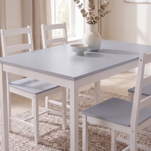 Yorkshire 4-Seater Dining Set - White & Grey