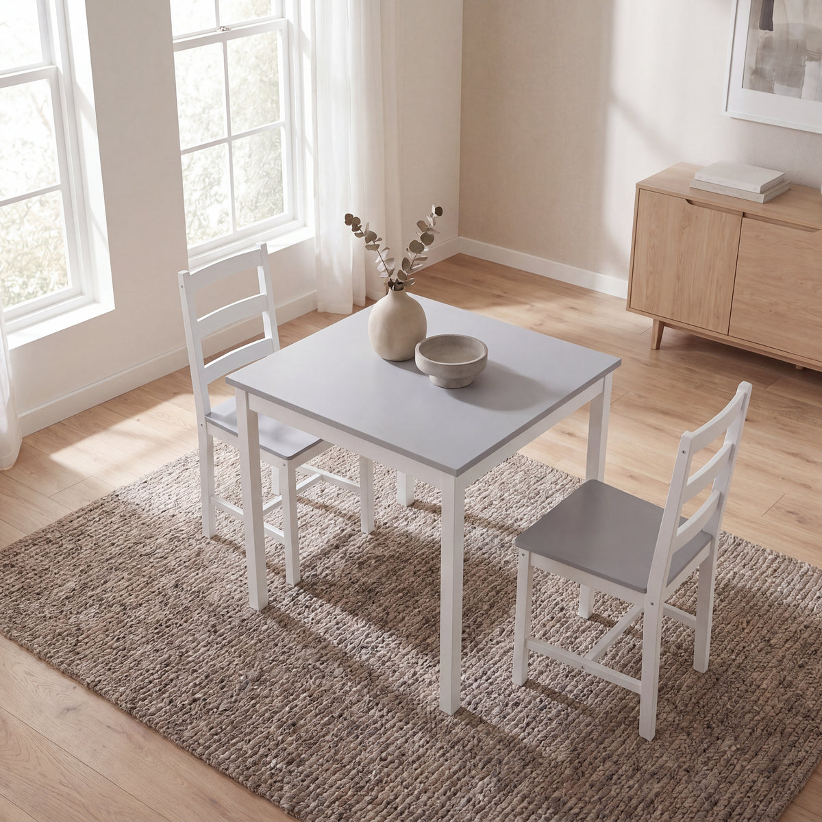Yorkshire 2-Seater Dining Set - White & Grey